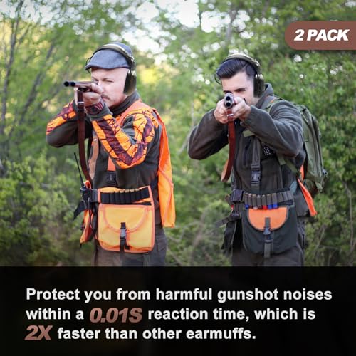 Electronic Ear Protection for Shooting & Hunting 2 Pack – Green & Brown