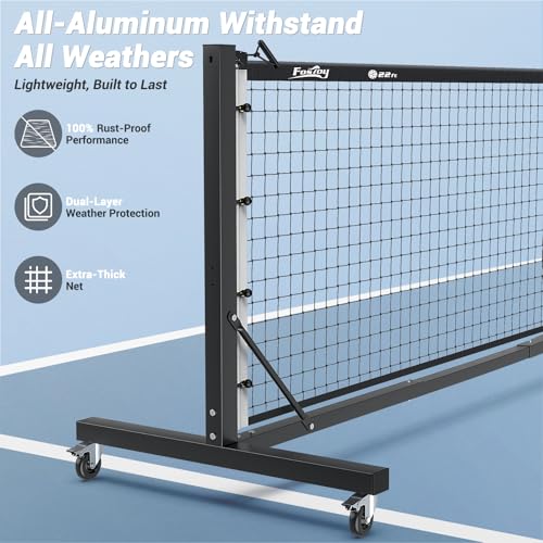 Fostoy Black Pickleball Net with Aluminum Frame & Dual Tension System