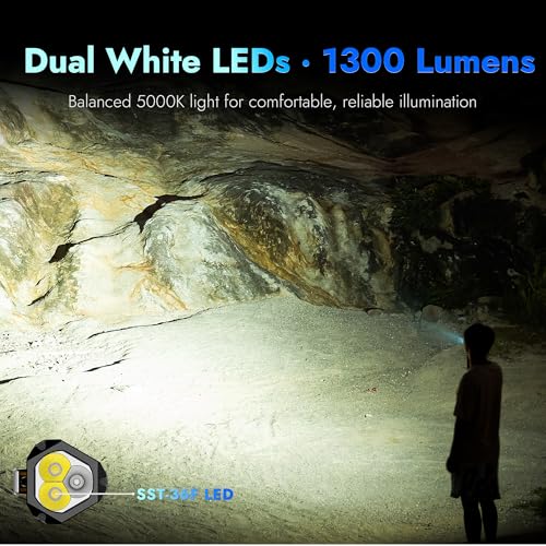WUBEN E8 Rechargeable LED Flashlight with UV Light, 1300 Lumens, Compact & Multi-Mode
