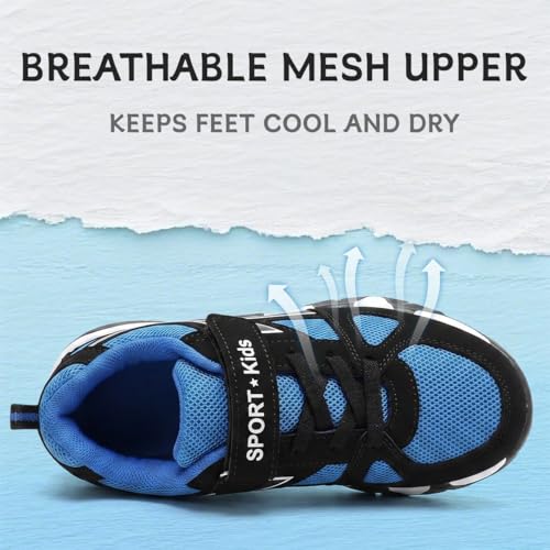 Kids Tennis Shoes Non-Slip Running Sneakers Lightweight Breathable Boys Girls 12 Little Kid / X-Black Blue