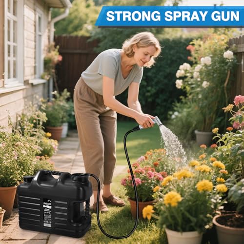 Digury Black Portable Camping Shower Kit with 5-Gallon Water Jug, Rechargeable, Waterproof Pump