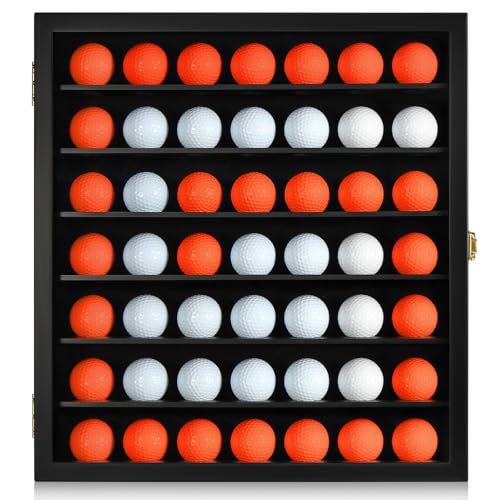 TJ.MOREE Black Wall Mount Golf Ball Display Case for 49 Balls