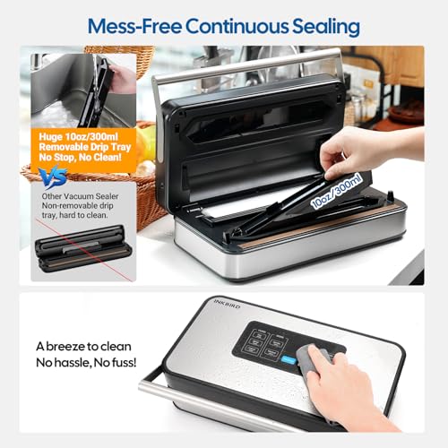 INKBIRD Pro Vacuum Sealer Machine INK-VS04 Silver 160W Dual Pump Liquid Mode