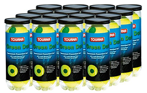 Tourna 12 Pack Green Dot Tennis Balls - Lower Bounce, USTA Approved