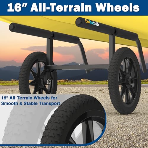 Heavy-Duty Kayak Cart with 16-Inch No-Flat Wheels, Adjustable Canoe Dolly Support up to 300 lbs