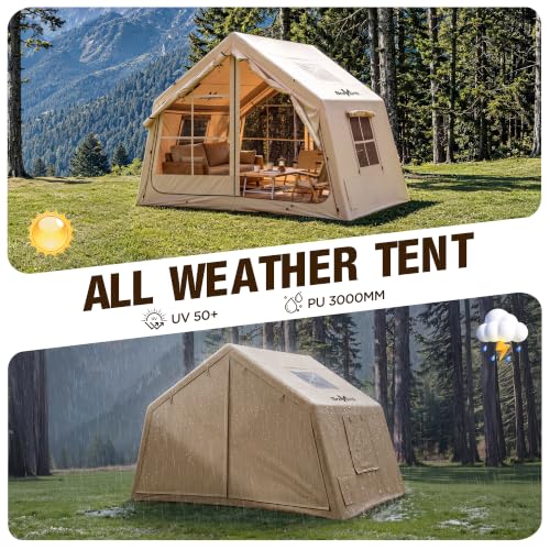 8 Person Inflatable Family Tent with Skylight & Stove Jack - Quick Setup