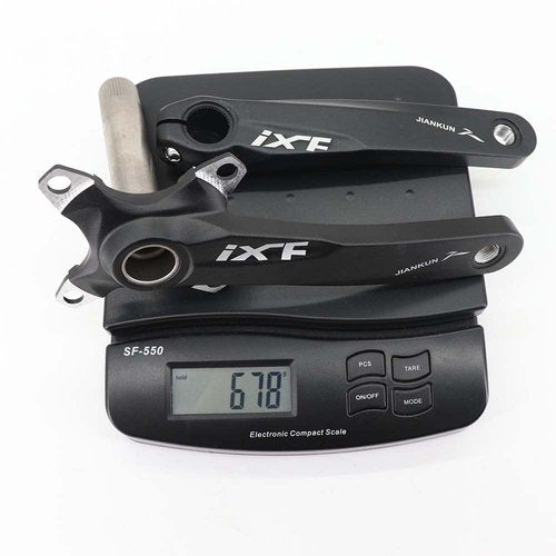 DJC Bike Crankset 104BCD with Chainring BSA Bottom Bracket with Spindle for MTB 1x 2X 3X Speed Mountain Bike Black Red Oilslick 170mm 175mm (175mm Black, Round 36T)