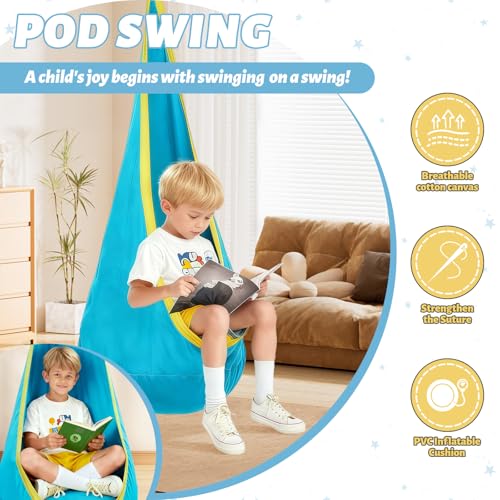 G TALECO GEAR Sensory & Pod Swing Set with Heavy-Duty Frame, Supports 330LBS