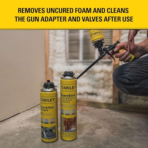 Stanley Foam Gun Cleaner Spray 12 Pack - Dissolves Uncured Polyurethane Foam