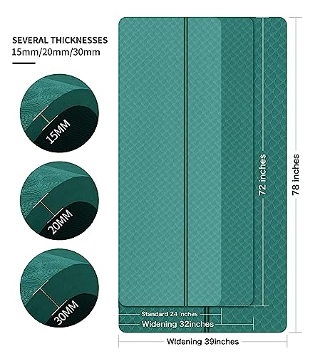 Nuveti Extra Long Exercise Yoga Mat 183x80x20mm - Green, Non Slip, Thick Support