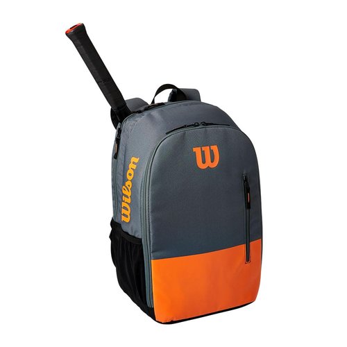 Wilson Team Tennis Backpack, Holds up to 2 Rackets, Grey/Orange