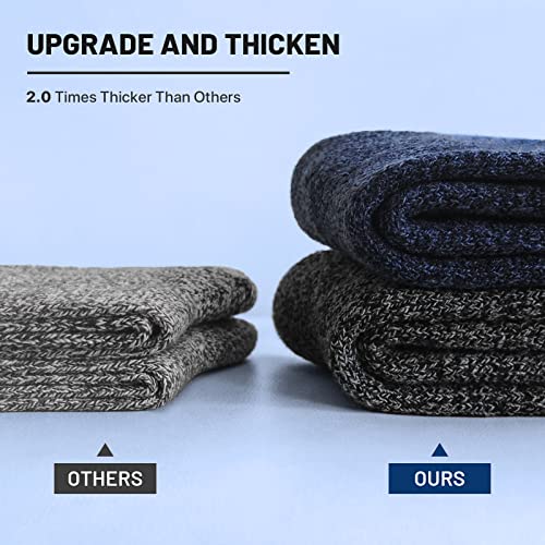 Simya Merino Wool Hiking Socks 5 Pairs - Multi Color, Thick Crew Socks for Men & Women