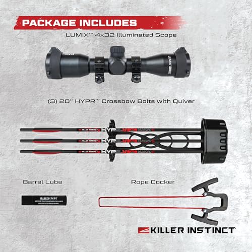 Killer Instinct LOGIX 435 Crossbow Kit 435 FPS 210 LB Draw, Scope & De-Cocking