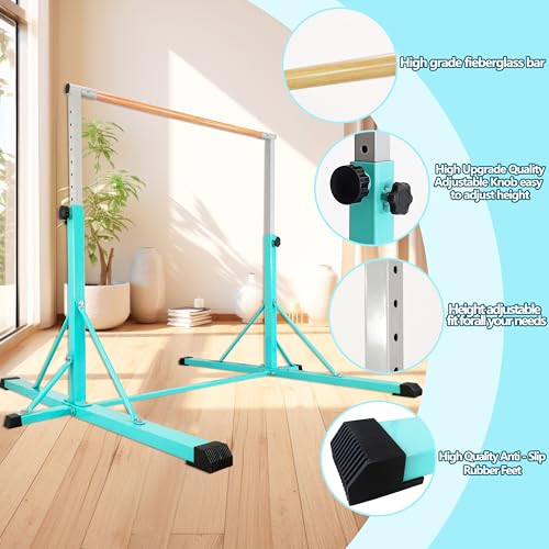 Adjustable Gymnastics Bar for Kids 5FT Unfoldable Mint - Stable Home Training Equipment