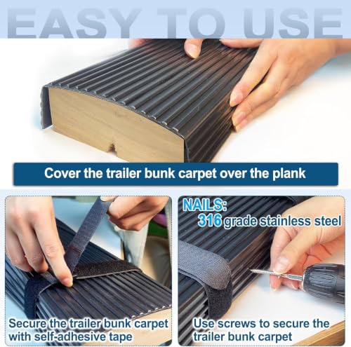 Desunqin Waterproof Boat Trailer Bunk Wrap Kit 1.5 x 6 in x 24 ft with Screws & Straps