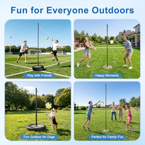 Heavy Duty Tetherball Set for Backyard with Rubber Ball & Adjustable Poles