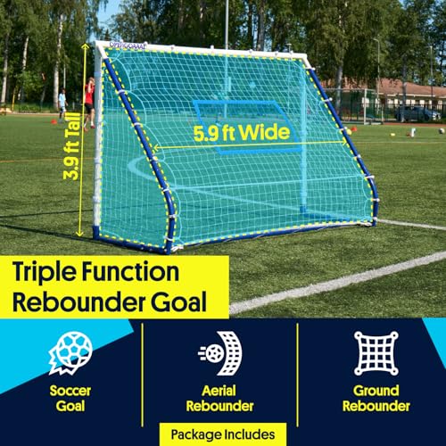 3-in-1 Soccer Goal & Rebounder - Portable 4x6 ft Soccer Training Equipment