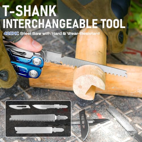 Multitool Pliers with Blue Titanium Handle & 440A Knife - BI2049BL