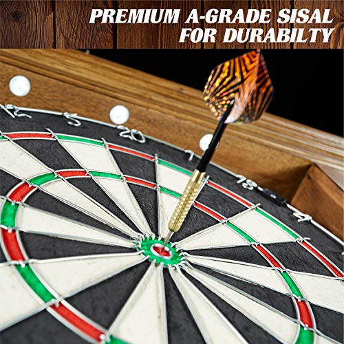 Barrington Pub Style Dartboard with LED Light and Wood Cabinet - Woodhaven Variation