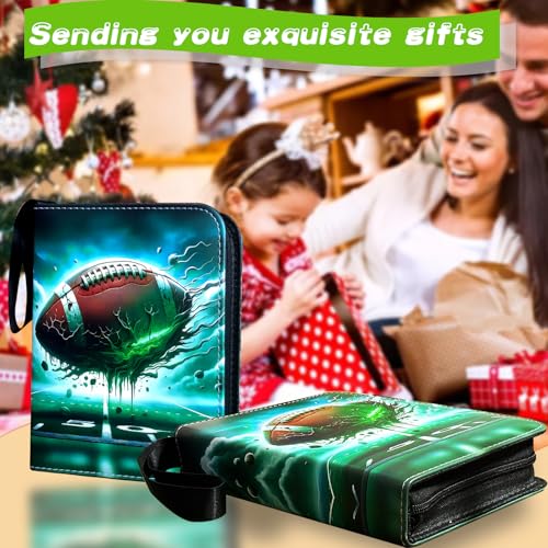 Football Card Binder 400 Pockets with Removable Sleeves - Sports Trading Card Organizer, Zipper Closure, 3 Ring Album, Football Variation
