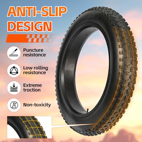 20x4 Fat Bike Tire - All-Terrain High-Performance Replacement for MTB & E-Bikes with 2 Tubes - Variation: 20*4.0 / Qty 2 Tires+2 Tubes