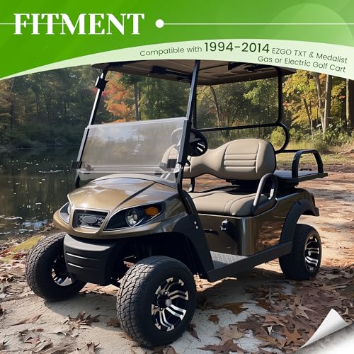HECASA Tinted Windshield Compatible with 1994-2014 EZGO TXT & Medalist Golf Carts
