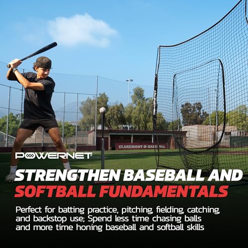 PowerNet 7x7 ft Black Baseball & Softball Practice Net with Accessories