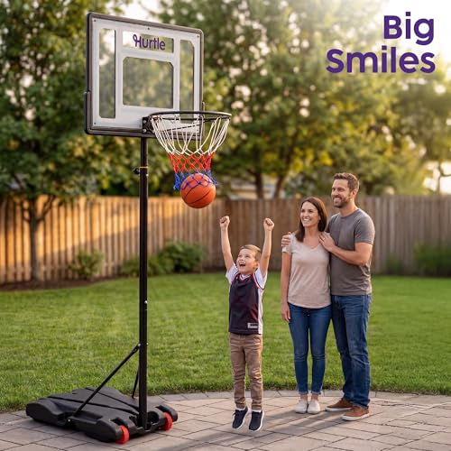 Kids Basketball Hoop Adjustable Portable with Backboard Wheels - Clear / 7 FT