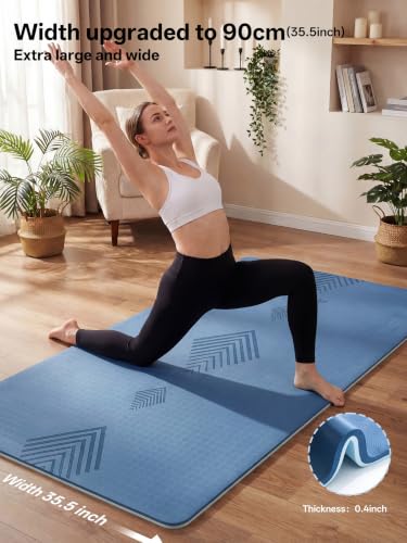 Blue Large Yoga Mat 73x35.5 Inches 10mm Thick Non-Slip for Yoga & Home Workout