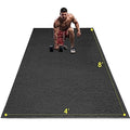 BesWin Large Exercise Mat 8' x 4' Black 6mm Non-Slip Gym Floor Mat