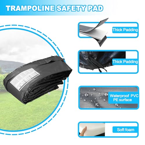 AIVEFEN Black 16FT Waterproof Trampoline Spring Cover Replacement Pad