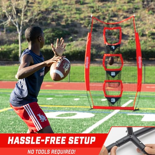GoSports 8 x 4 ft Football Throwing Target Net - Red Practice Aid