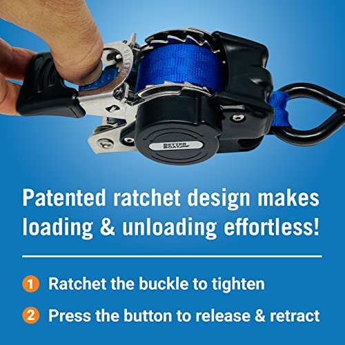 Stainless Steel Retractable Ratchet Straps, Heavy Duty Set, 1 Inch x