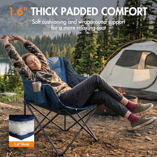 Portal 32" Wide Oversized Folding Camping Chair with Thick Padding - Blue, 2 Pack
