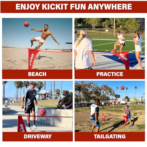 Red Kickit Soccer Tennis Game Set with Portable Net & Soft Ball - Outdoor & Indoor Play