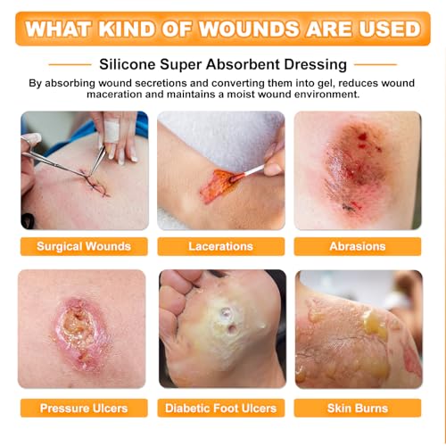 Carbou Silicone Super Absorbent Wound Dressing 5x5 Inches - Pack of 10