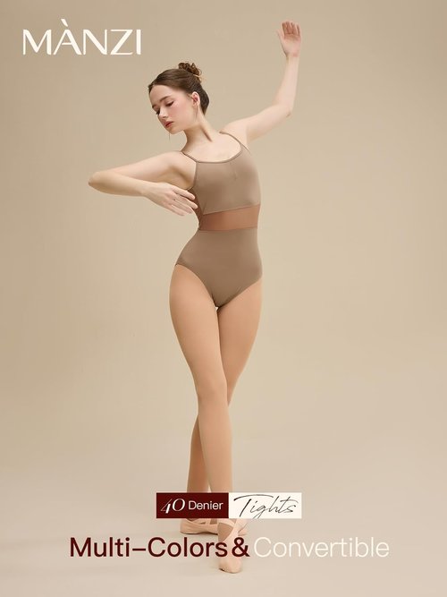 MANZI Convertible Dance Tights for Women - 3 Pairs of Transition Ballet Stockings