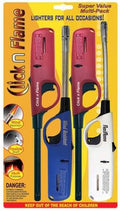 Click n Flame Utility Lighter 4-Pack - Wind Resistant, Flexible Shaft for BBQ, Kitchen & Grill