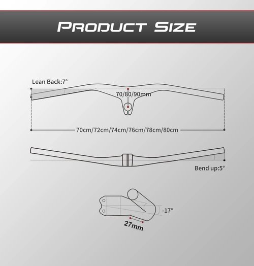 760 mm mtb riser carbon mountain bike handlebars riser bar integrated stem 1-1/8" Stem Angle -17 Degree 90mm Ultra-light integrated handlebar