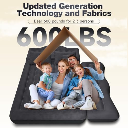 DikaSun Deep Black Back Seat Car Air Mattress for SUV & Van Camping Bed with Pump