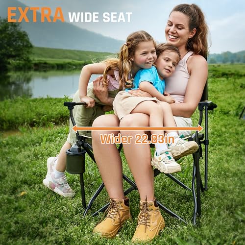 Heavy Duty Camping Chair 400LBS Capacity - Green, Foldable Outdoor Seating