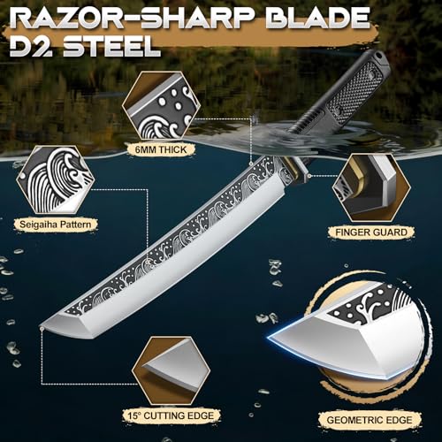 Purple Dragon 9.2 Inch Japanese Survival Fixed Blade Knife with Sheath