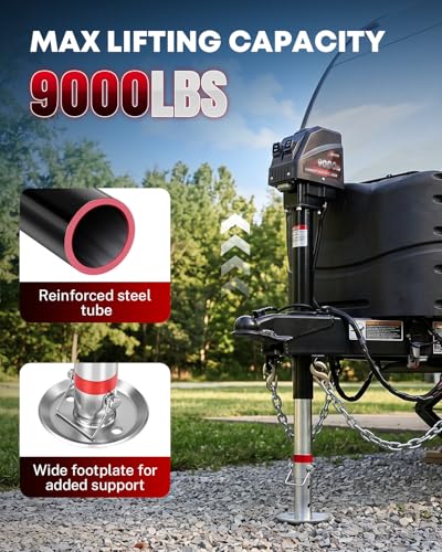 Electric Trailer Jack 9000 lbs A-Frame with Built-in Level & Wiring - Kohree