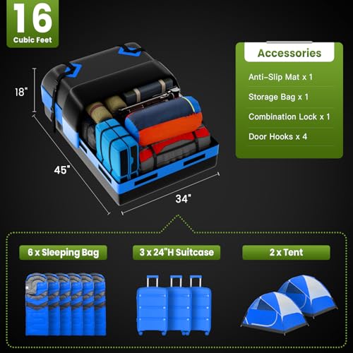 APTY 16 Cu Ft Waterproof Car Rooftop Cargo Bag - Blue Variation