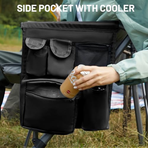 Oversized Folding Camping Chair with High Back and 500lbs Capacity — Black
