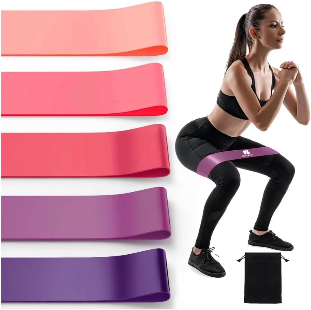 Skiennix Exercise Resistance Loop Bands - Set of 5 with Instruction Guide & Carry Bag