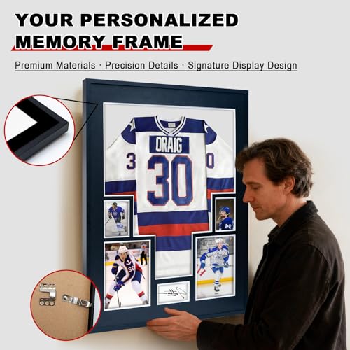 Large Sport Jersey Shadow Box Frame with UV Protection & Photo Slots - Aluminum
