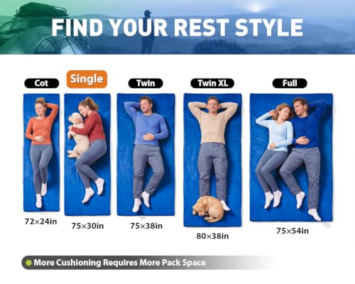 Lapis Blue Memory Foam Camping Mattress - Extra Thick 4 Inch Dual Layer Sleeping Pad