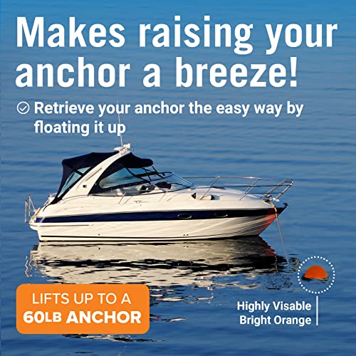 15-Inch Inflatable Anchor Buoy with Retrieval Ring and Pump - 60lb Lift