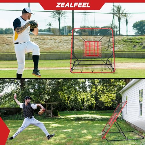 Baseball Rebounder Net 4x4.5 ft with 3 Adjustable Angles & Targets